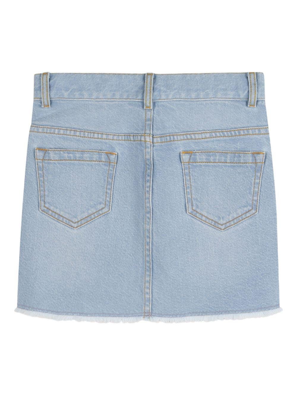 Gonna per bambina Chloé Kids in denim con orlo sfrangiato - Rubino Kids