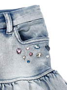Gonna per bambina Disney x Monnalisa in denim Stitch con ruches - Rubino Kids