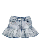 Gonna per bambina Disney x Monnalisa in denim Stitch con ruches - Rubino Kids