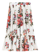 Gonna per bambina Dolce & Gabbana Kids bianca a fiori con ruches - Rubino Kids