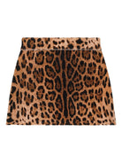 Gonna per bambina Dolce & Gabbana Kids marrone con stampa leopardata - Rubino Kids