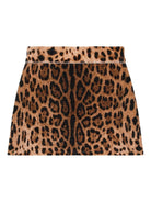 Gonna per bambina Dolce & Gabbana Kids marrone con stampa leopardata - Rubino Kids
