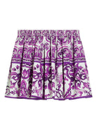 Gonna per bambina Dolce & Gabbana Kids viola con stampa maiolica - Rubino Kids