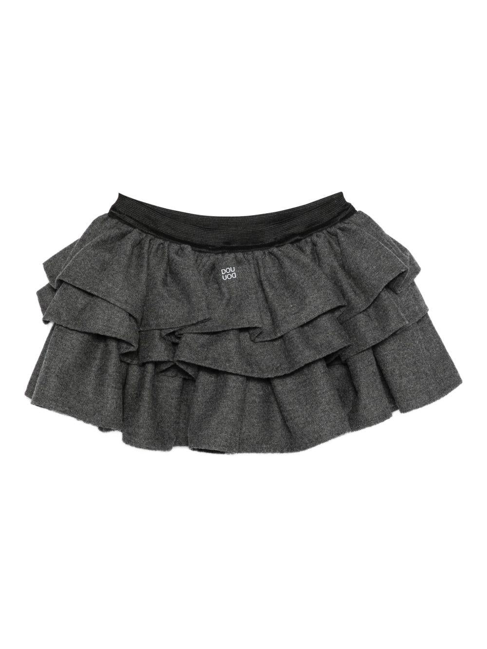 Gonna per bambina Douuod Kids grigio a strati con ruches - Rubino Kids