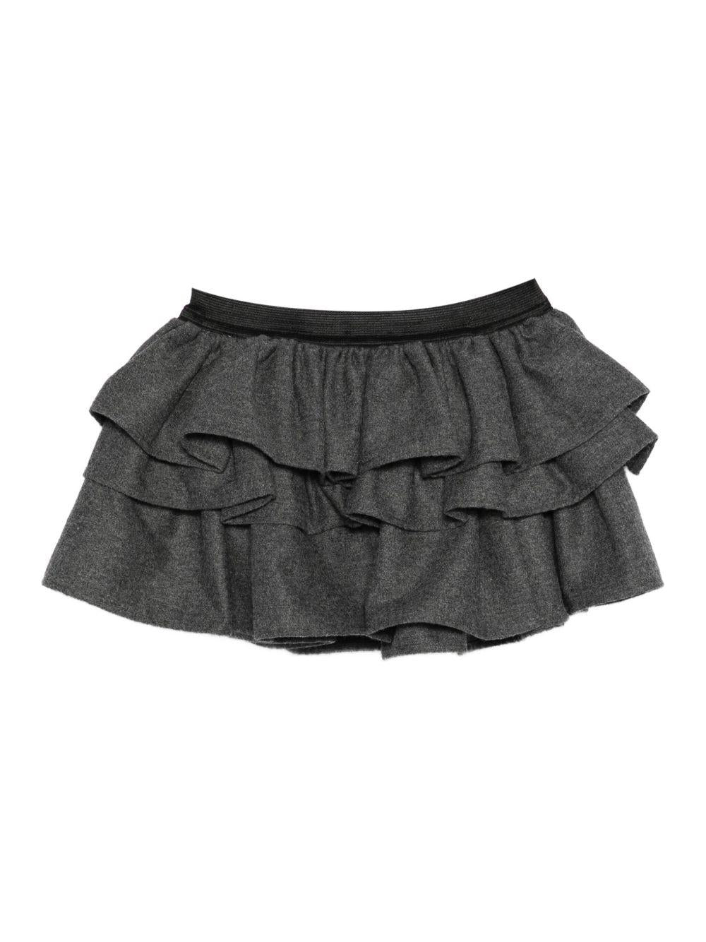 Gonna per bambina Douuod Kids grigio a strati con ruches - Rubino Kids