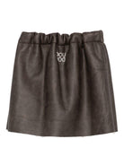 Gonna per bambina Douuod Kids marrone con orlo a taglio vivo - Rubino Kids