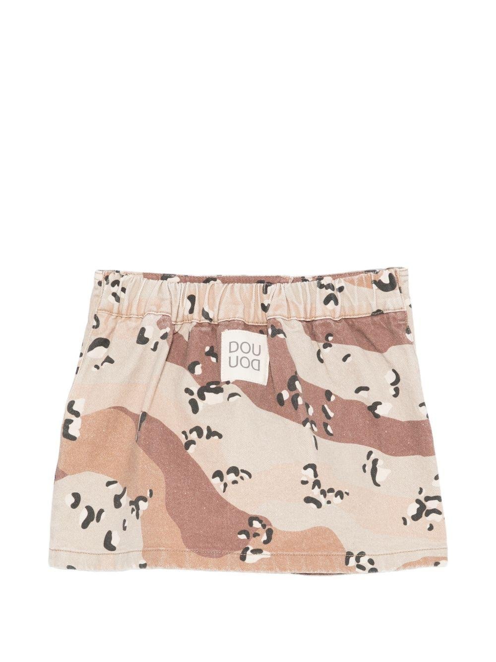 Gonna per bambina Douuod Kids marrone con stampa camouflage - Rubino Kids