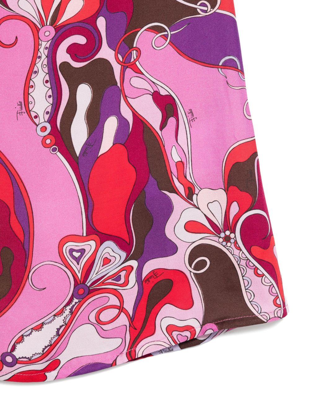 Gonna per bambina Emilio Pucci Junior rosa con stampa orchidee - Rubino Kids