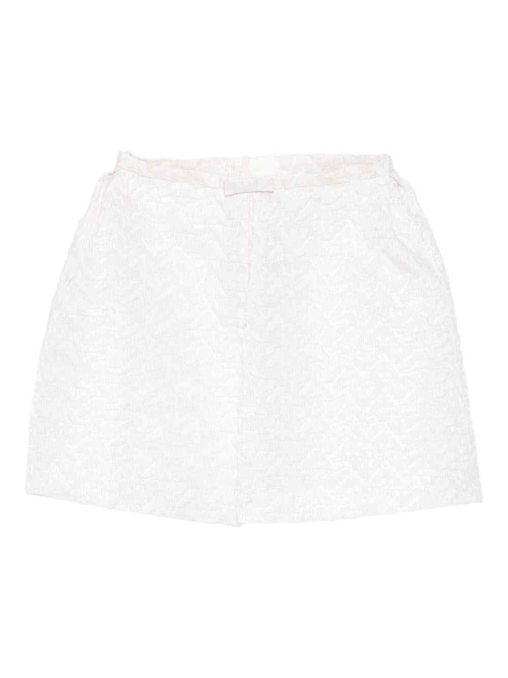 Gonna per bambina Emporio Armani Kids bianca con fiocco jacquard - Rubino Kids