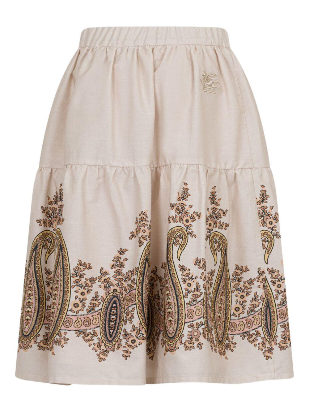 Gonna per bambina Etro Kids beige con stampa Paisley - Rubino Kids