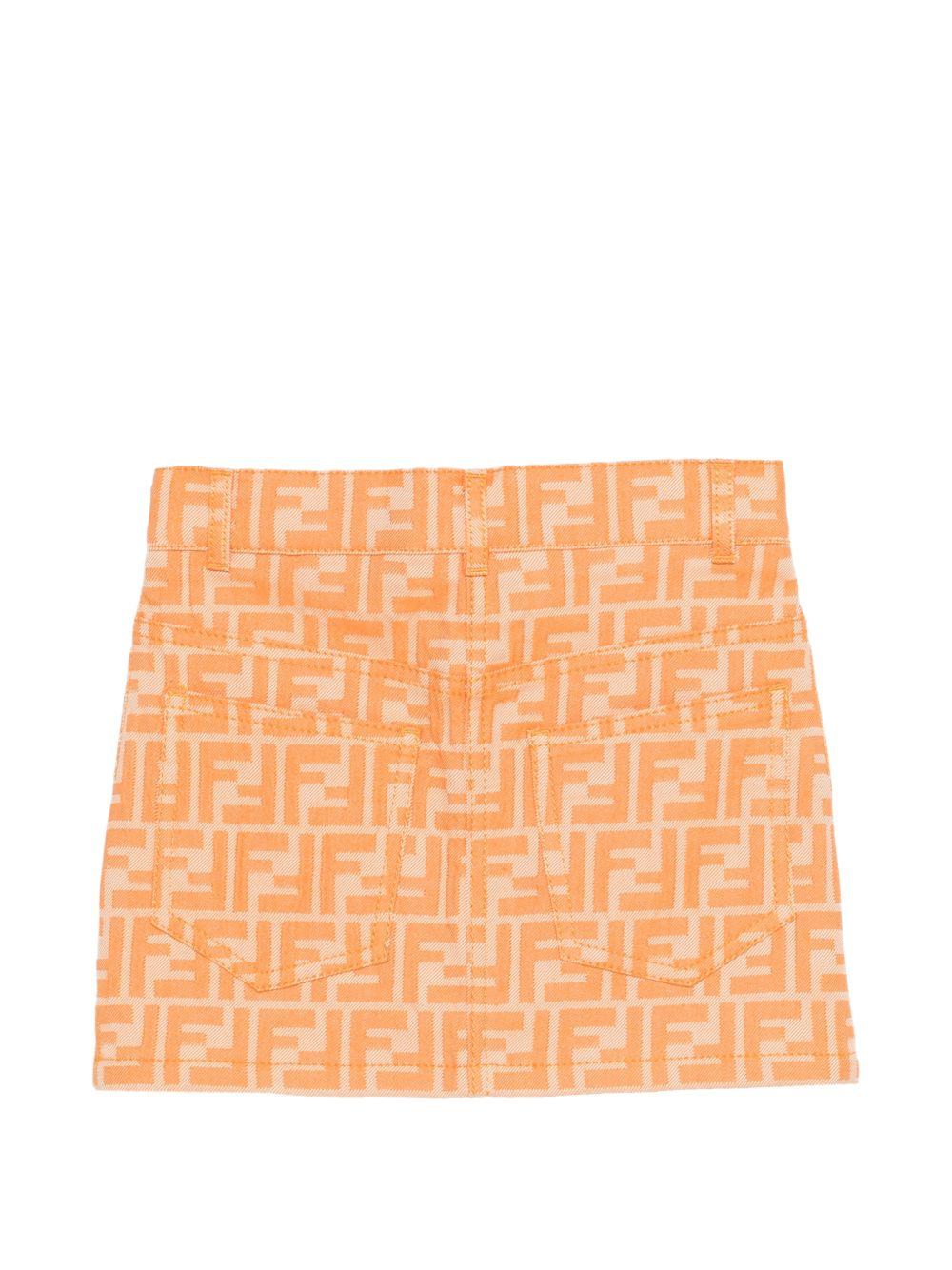 Gonna per bambina Fendi Kids arancione con logo all - over - Rubino Kids