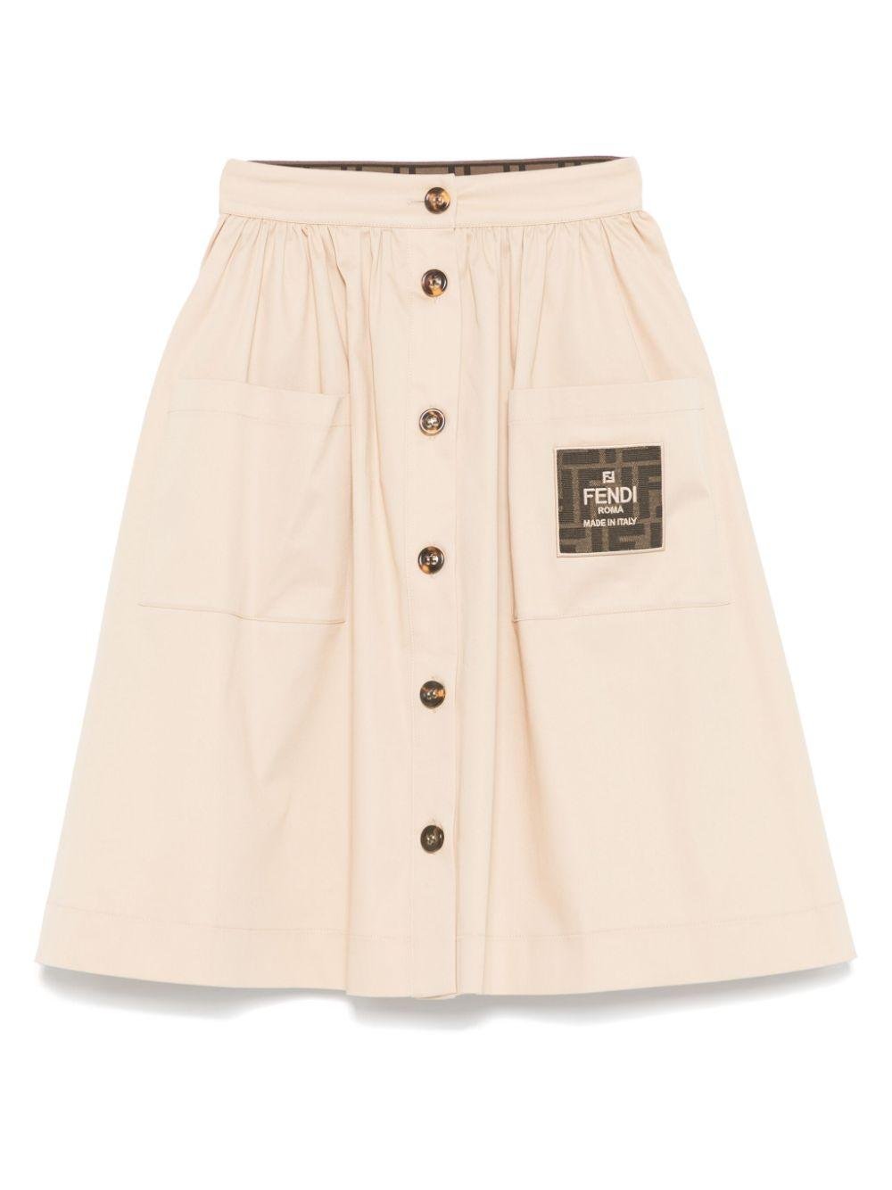 Fendi Kids beige stretch gabardine junior dress for girls with