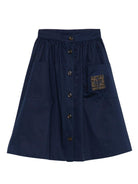 Gonna per bambina Fendi Kids blu con bottoni sul davanti - Rubino Kids