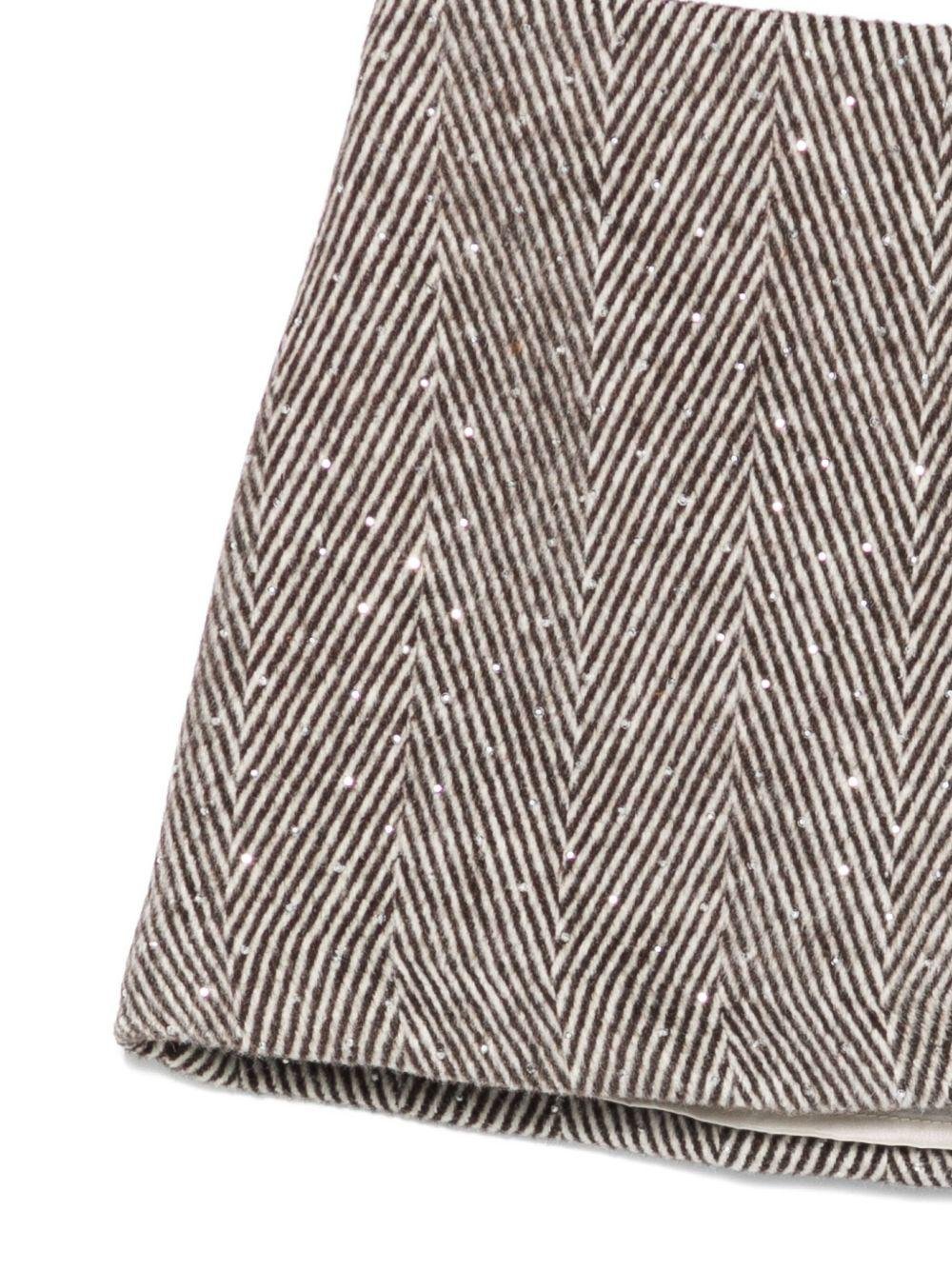 Gonna per bambina Il Gufo marrone a spina di pesce - Rubino Kids