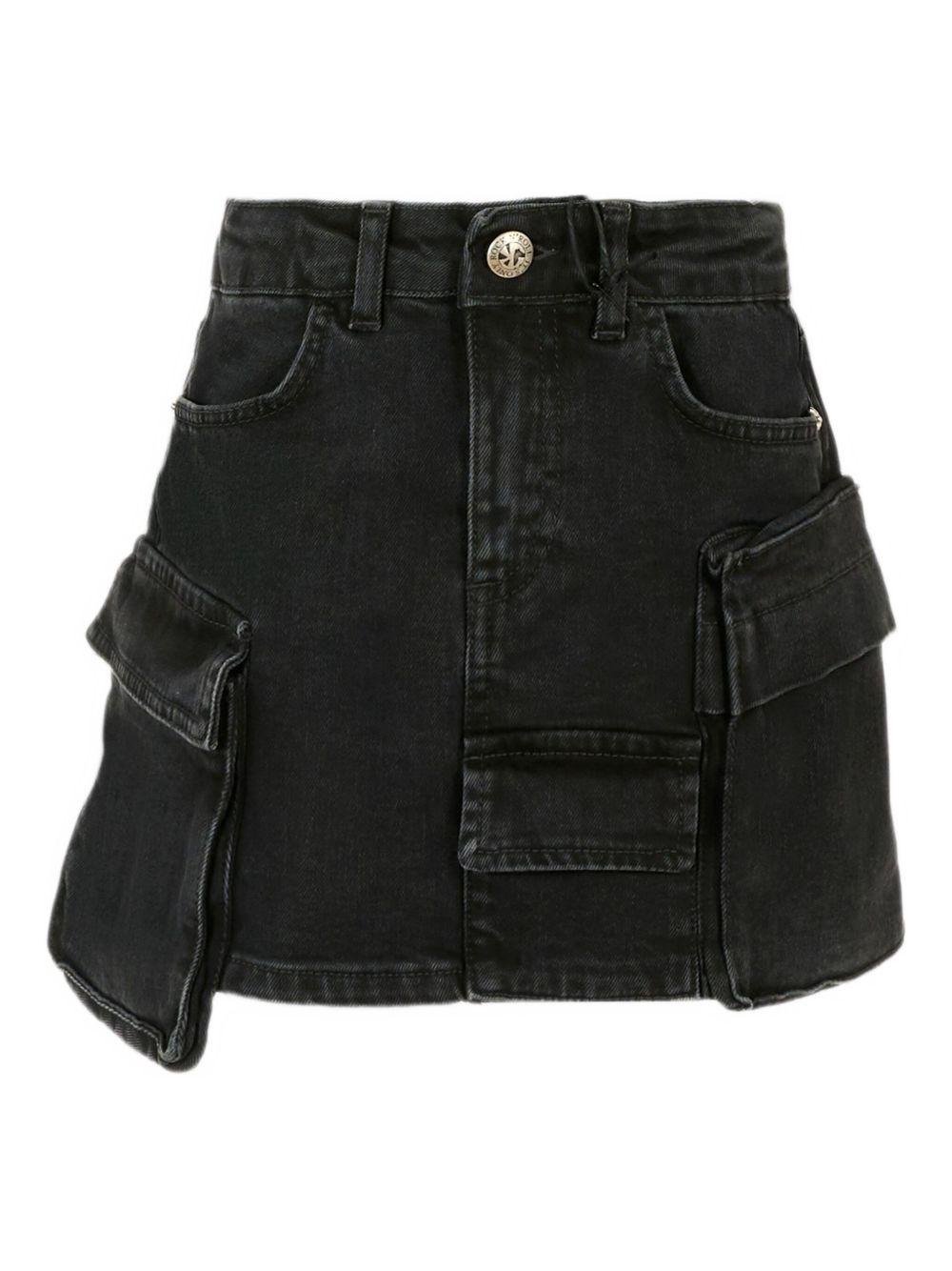 Gonna per bambina John Richmond Junior in denim nero con tasche - Rubino Kids