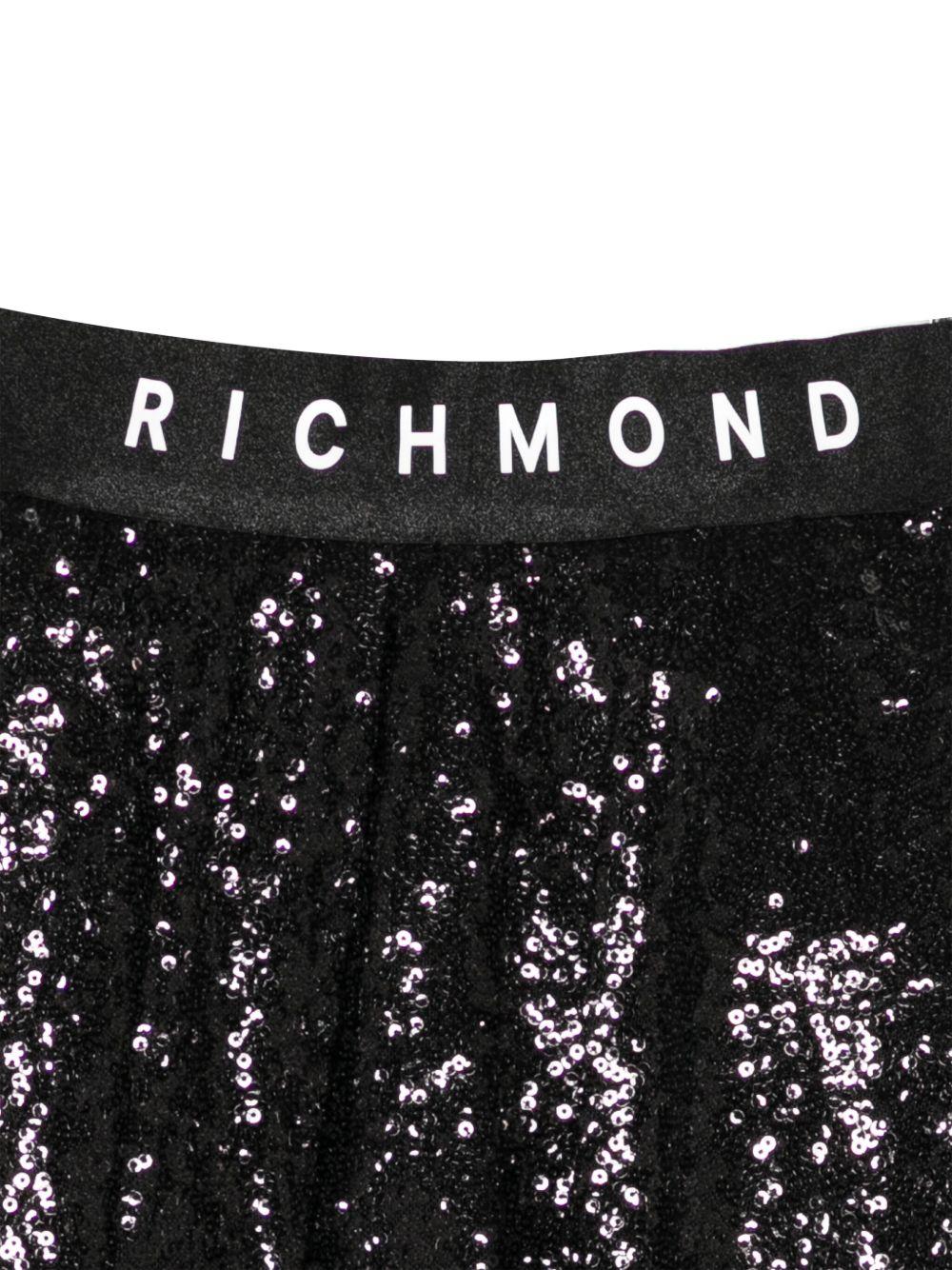 Gonna per bambina John Richmond Junior nero con vita elasticizzata con logo e strato superiore in tulle - Rubino Kids