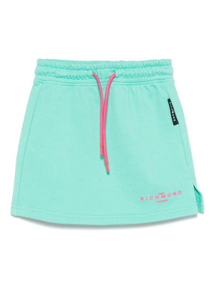 Gonna per bambina John Richmond Junior verde acqua con logo gommato
