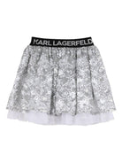 Gonna per bambina Karl Lagerfeld Kids grigia con decorazione con paillettes - Rubino Kids