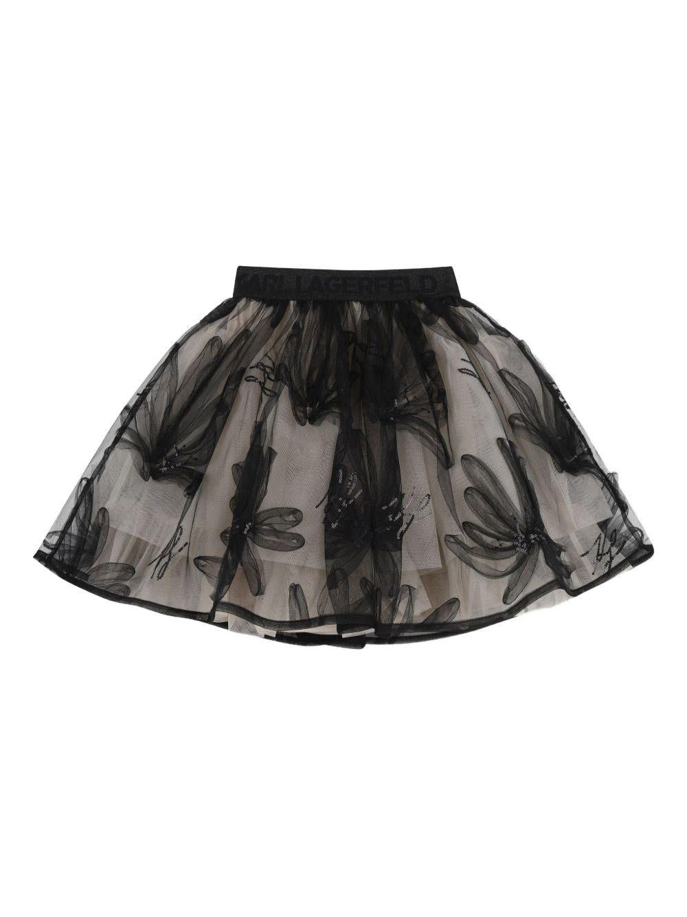 Gonna per bambina Karl lagerfeld Kids nera con paillettes - Rubino Kids