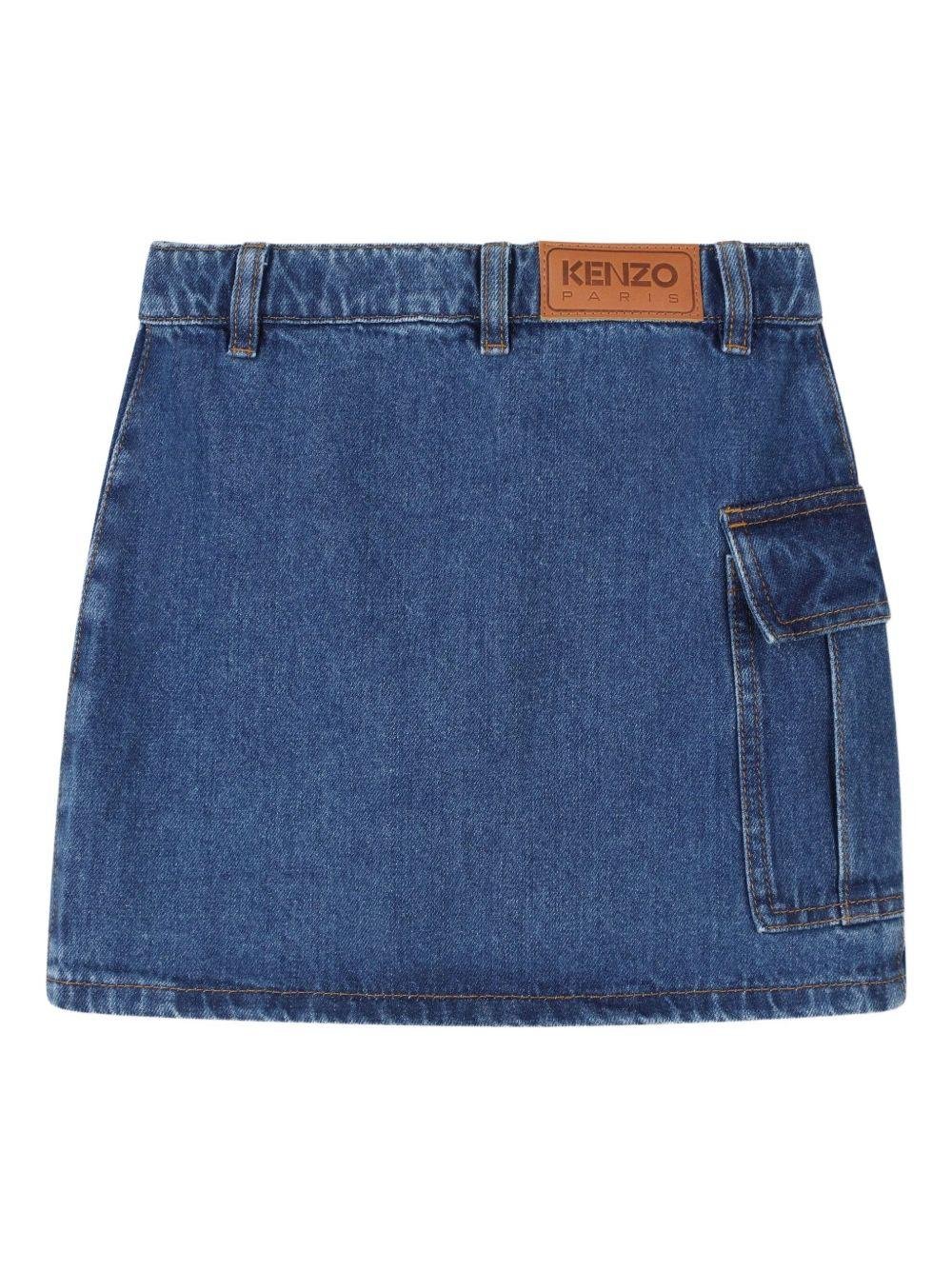 Gonna per bambina Kenzo Kids denim con design asimmetrico - Rubino Kids