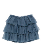 Gonna per bambina Konges Sløjd blu con strati di ruches - Rubino Kids