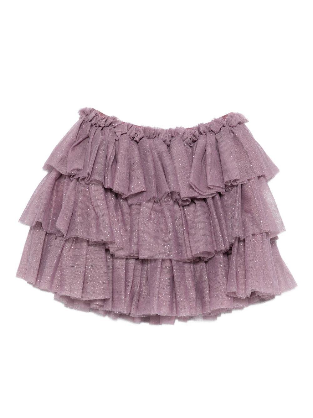 Gonna per bambina Konges Sløjd viola con strati di ruches - Rubino Kids