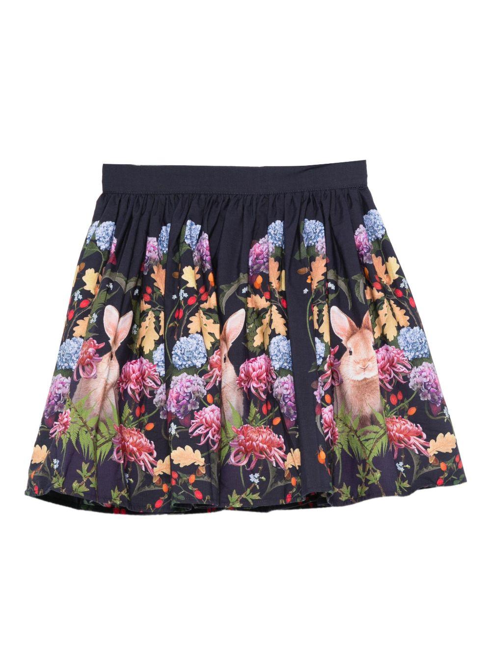 Gonna per bambina Molo blu con stampa floreale - Rubino Kids