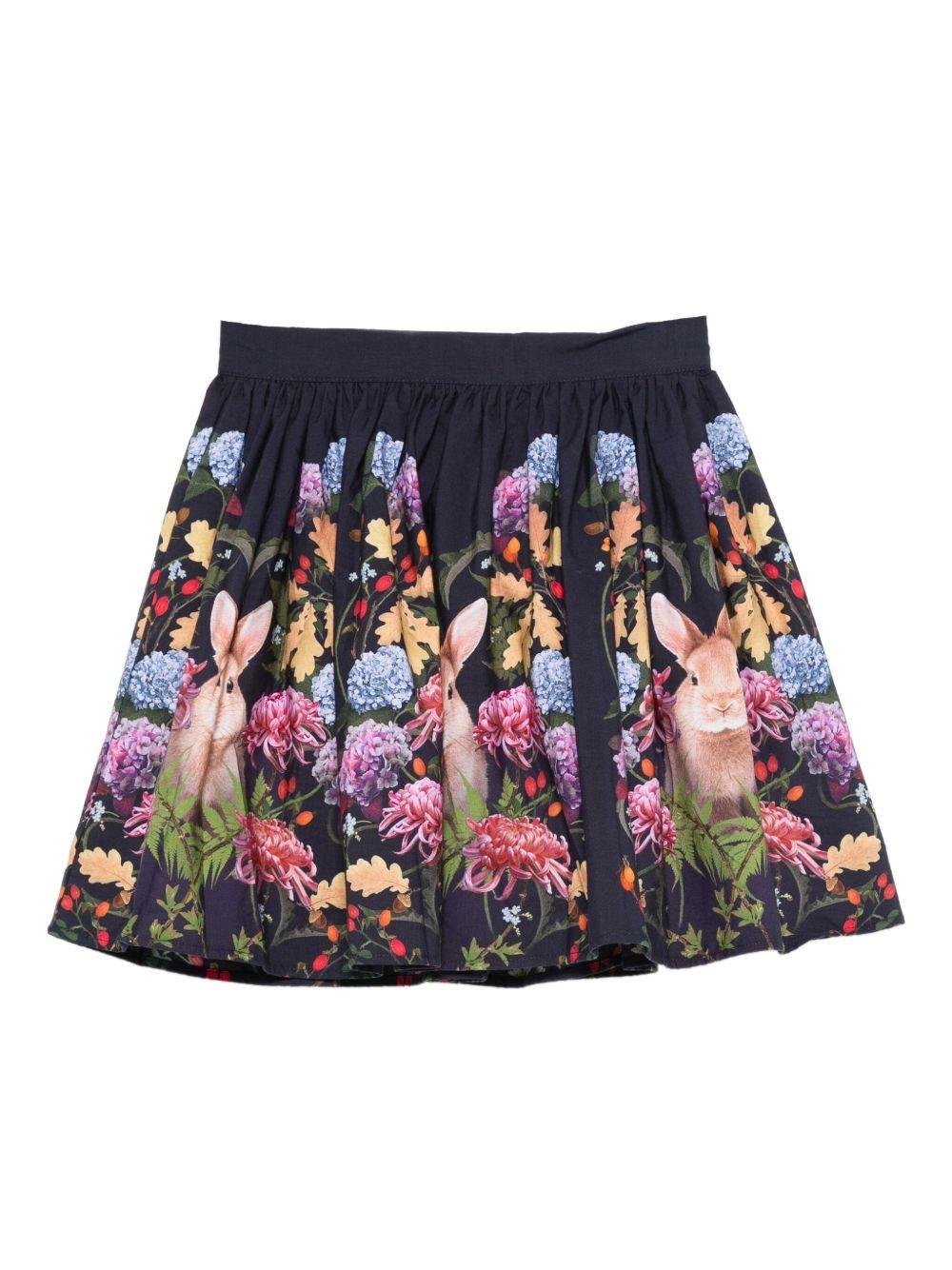 Gonna per bambina Molo blu con stampa floreale - Rubino Kids