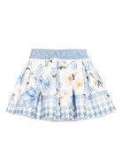 Gonna per bambina Monnalisa azzurra con motivo floreale - Rubino Kids