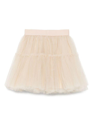 Monnalisa beige skirt for girls with layered design