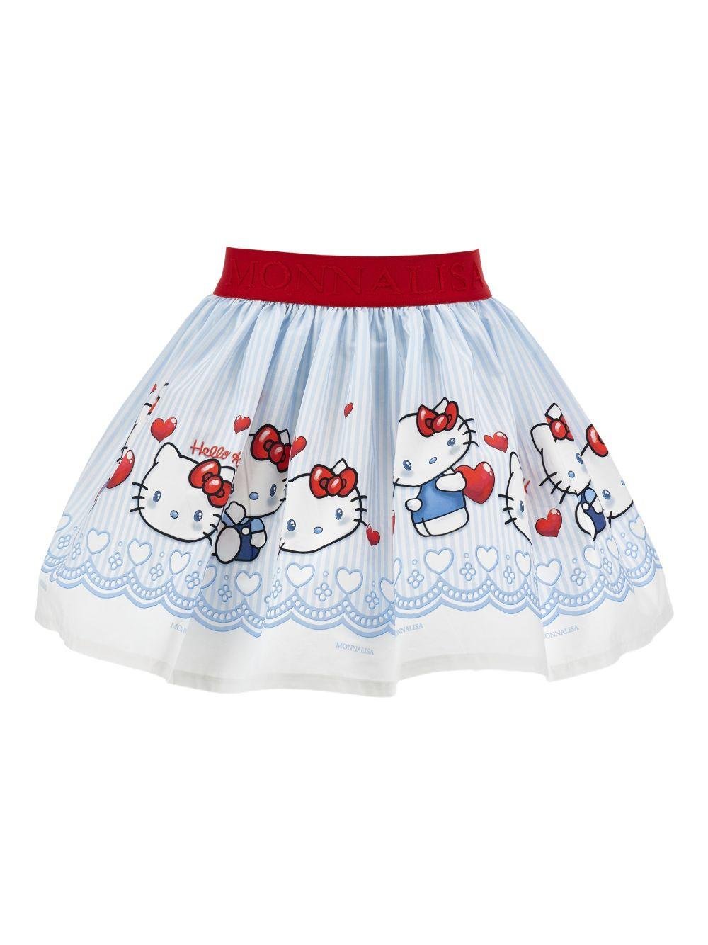 Gonna per bambina Monnalisa Hello Kitty azzurro con stampa - Rubino Kids