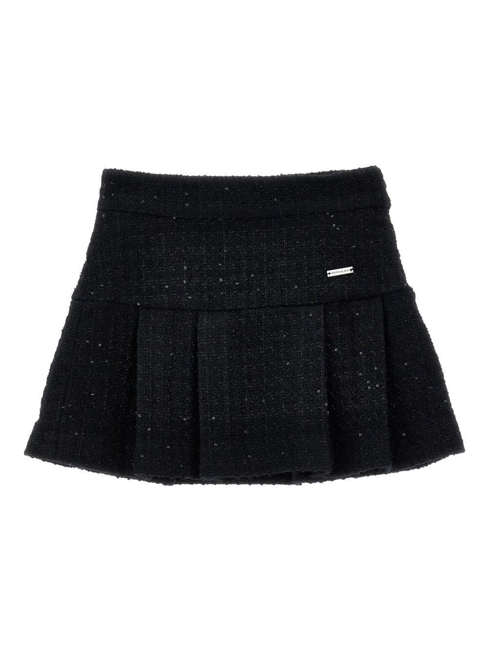 Gonna per bambina Monnalisa nera con dettagli plissettati - Rubino Kids