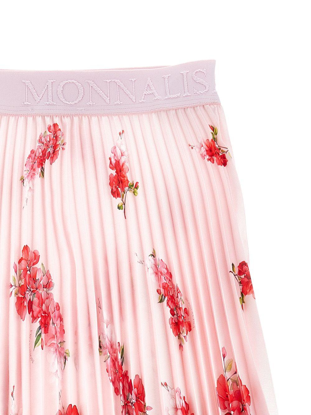 Gonna per bambina Monnalisa rosa con stampa a fiori - Rubino Kids