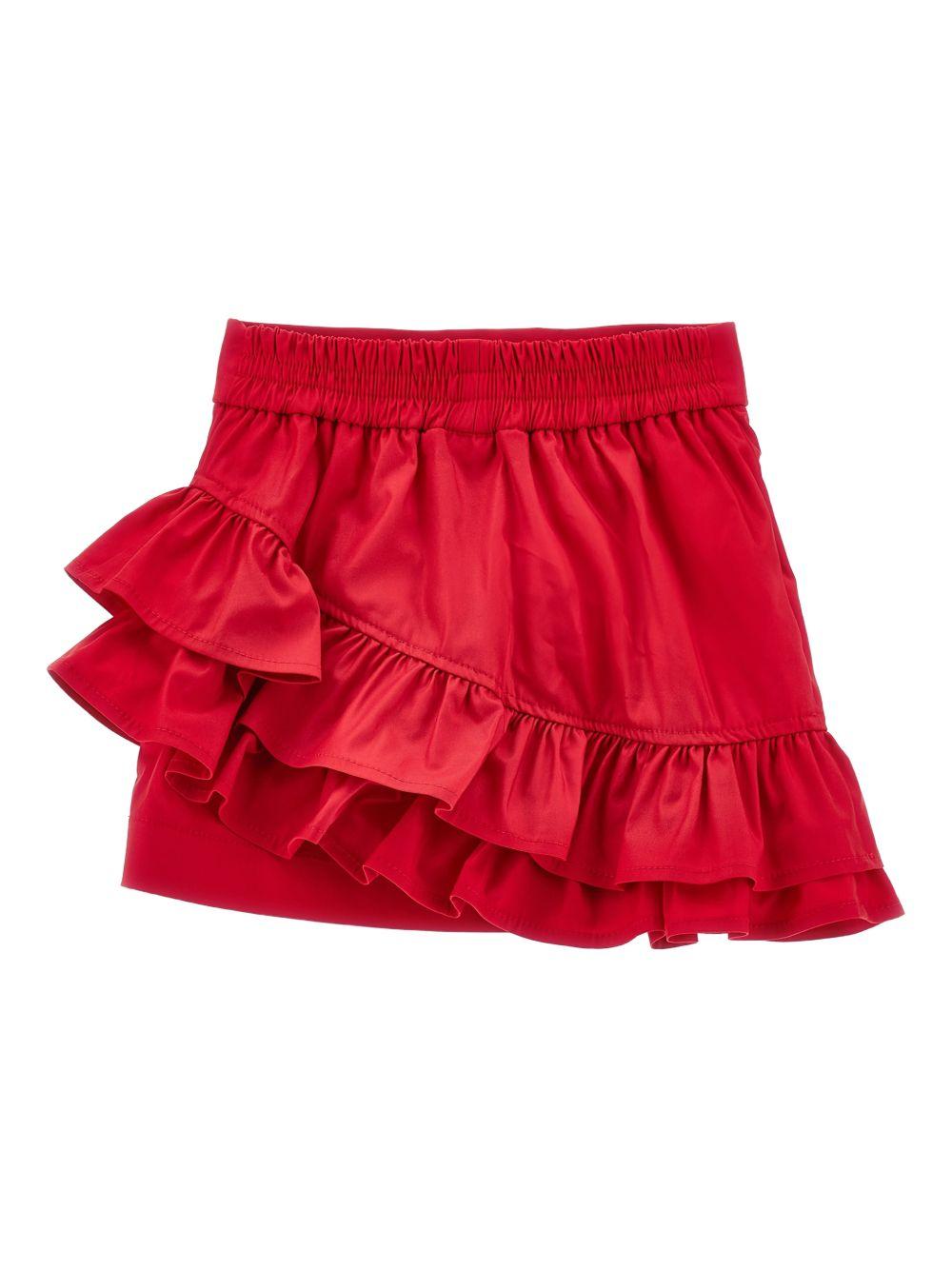 Gonna per bambina Monnalisa rossa con design con ruches - Rubino Kids