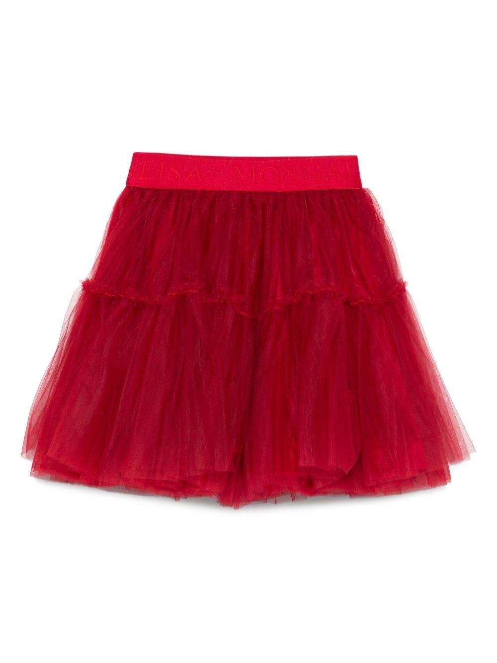 Gonna per bambina Monnalisa rossa con design in tulle - Rubino Kids