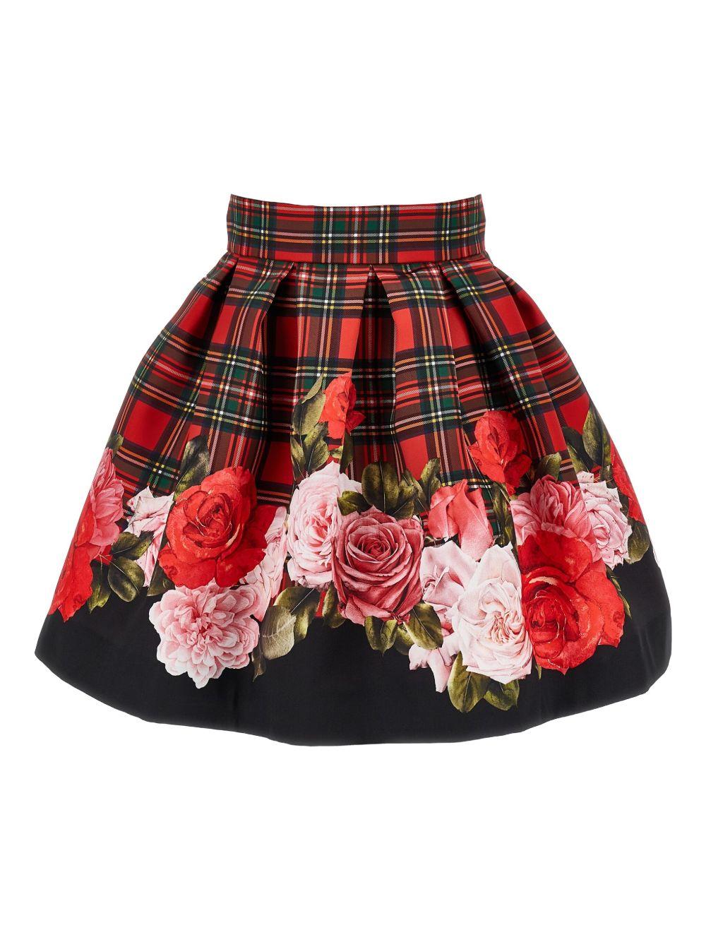 Gonna per bambina Monnalisa rossa con motivo a quadri - Rubino Kids