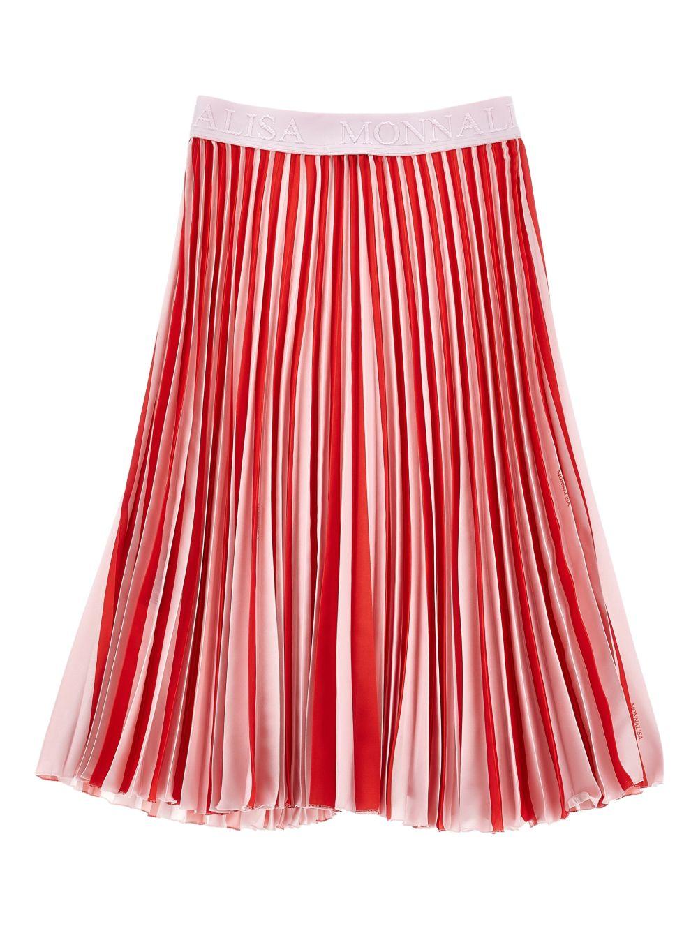 Gonna per bambina Monnalisa rossa plissettata con ricamo logo - Rubino Kids