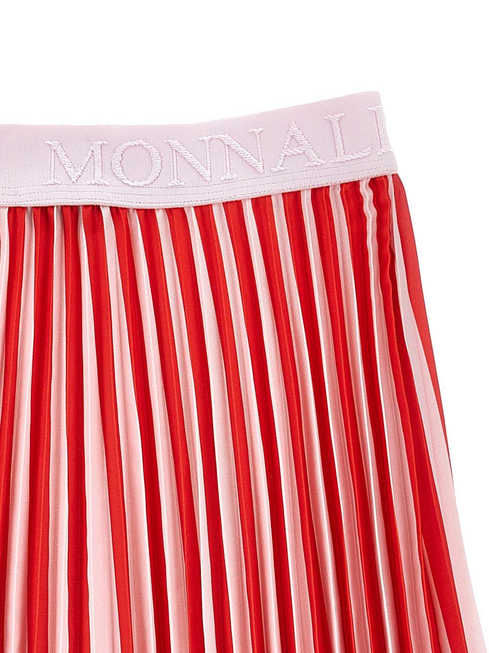 Gonna per bambina Monnalisa rossa plissettata con ricamo logo - Rubino Kids