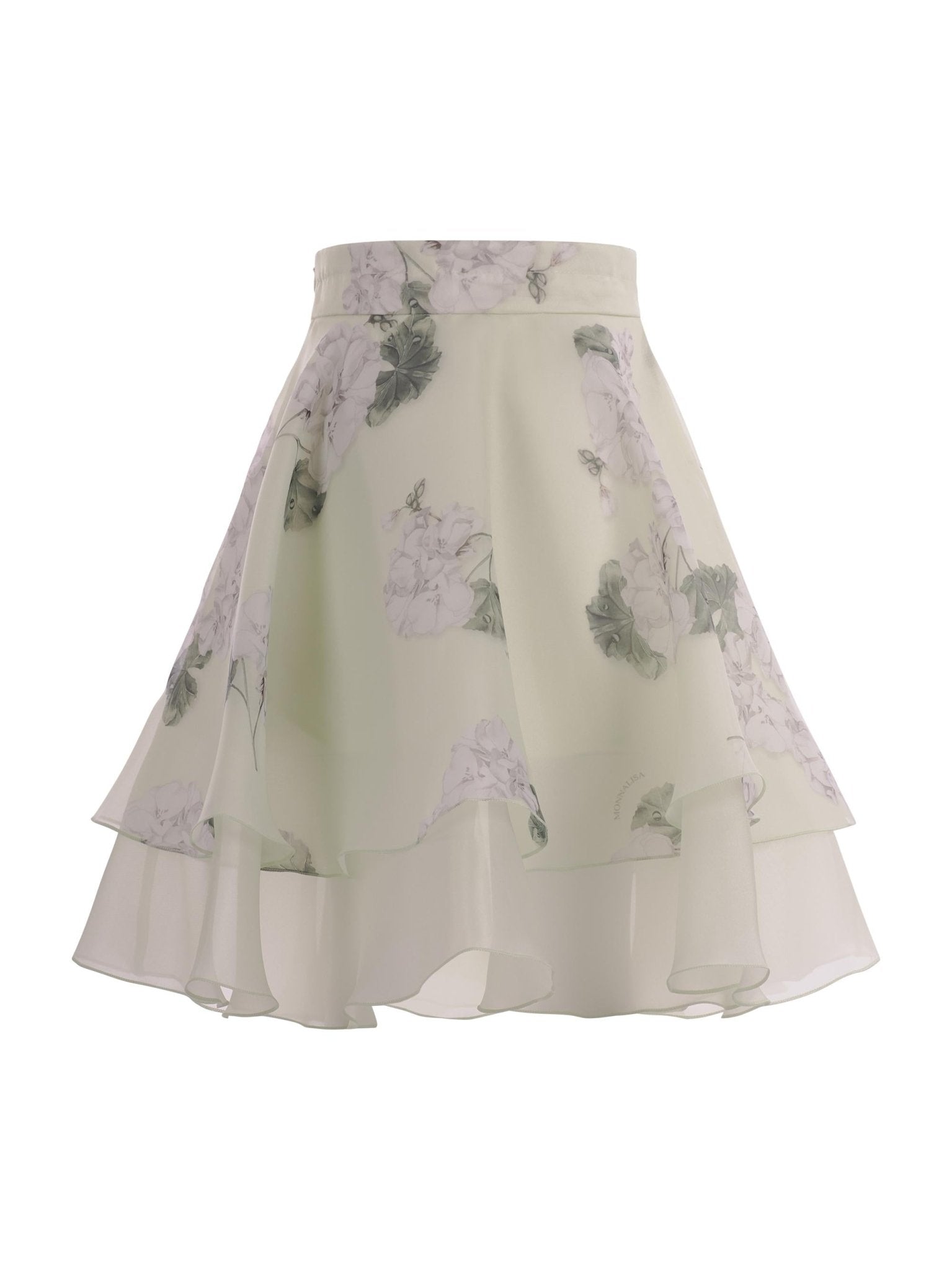 Gonna per bambina Monnalisa verde con stampa a fiori all - over - Rubino Kids