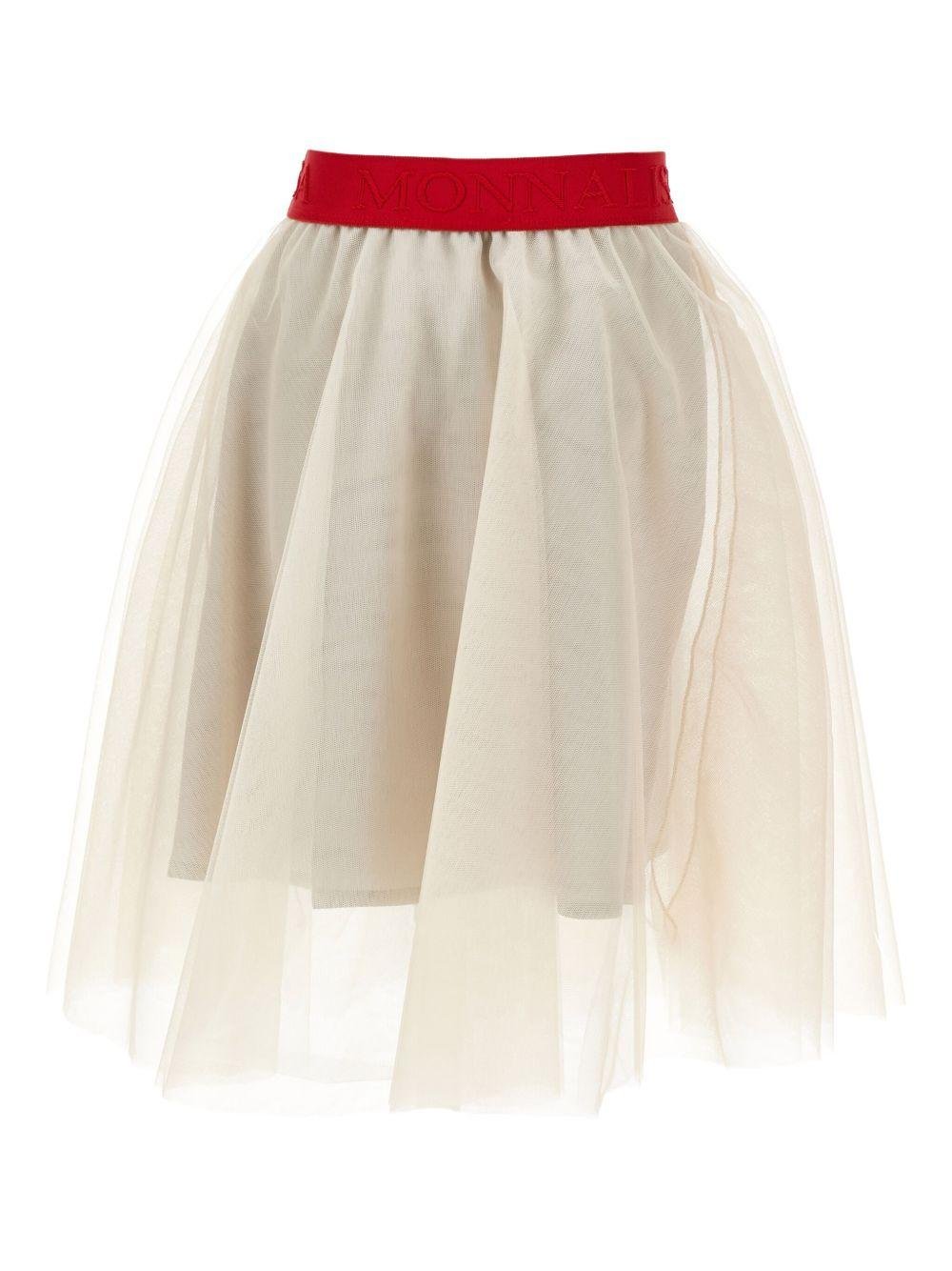 Gonna per bambina Monnalisa x Disney beige con stampa Minnie Mouse - Rubino Kids