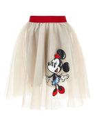 Gonna per bambina Monnalisa x Disney beige con stampa Minnie Mouse - Rubino Kids