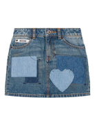 Gonna per bambina Moschino Kids denim con chiusura frontale con bottoni e zip - Rubino Kids