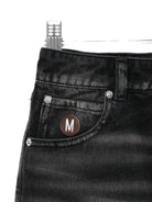 Gonna per bambina Moschino Kids denim con placca logo - Rubino Kids