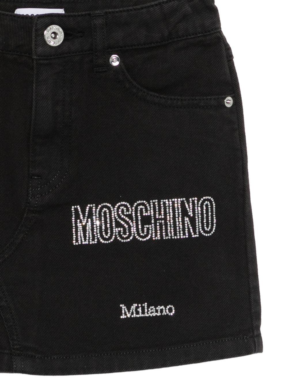 Gonna per bambina Moschino Kids nera con logo sul davanti - Rubino Kids