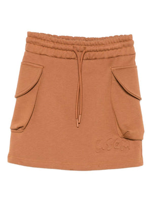 Gonna per bambina MSGM Kids marrone con logo ricamato