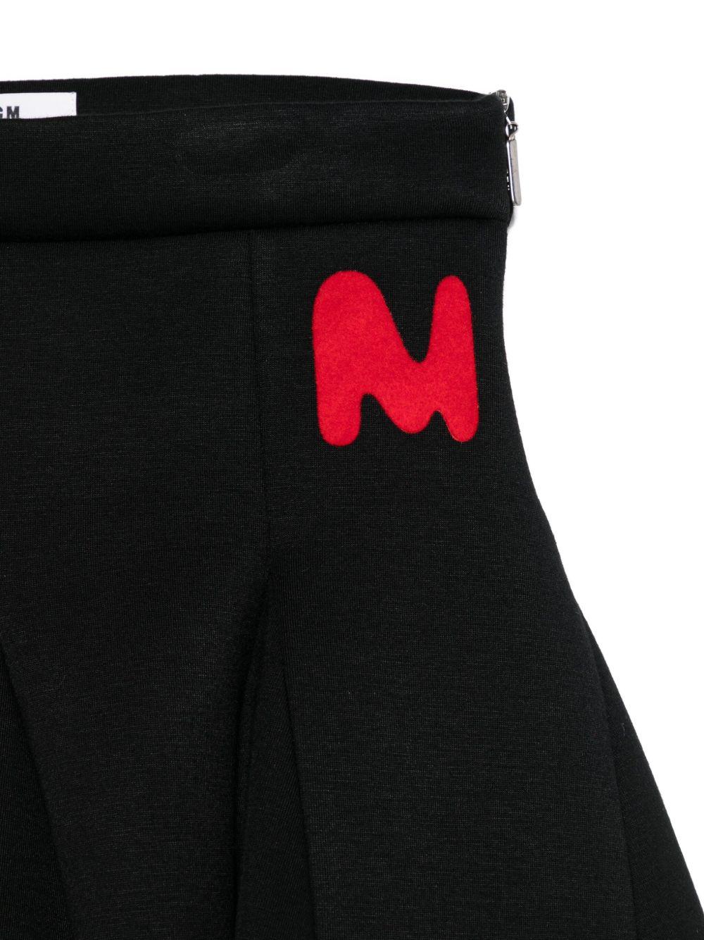 Gonna per bambina MSGM Kids nera con toppa logo - Rubino Kids