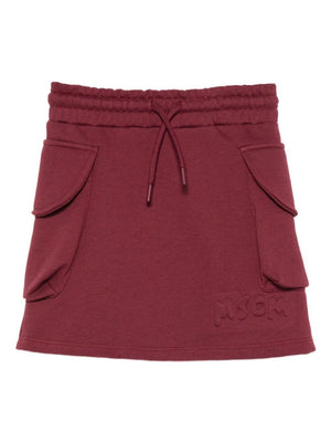 Gonna per bambina MSGM Kids rosso con tasche applicate