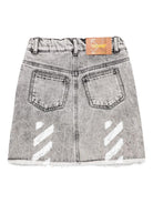 Gonna per bambina Off - White Kids grigio in denim con orlo sfrangiato - Rubino Kids