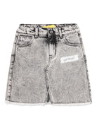 Gonna per bambina Off - White Kids grigio in denim con orlo sfrangiato - Rubino Kids