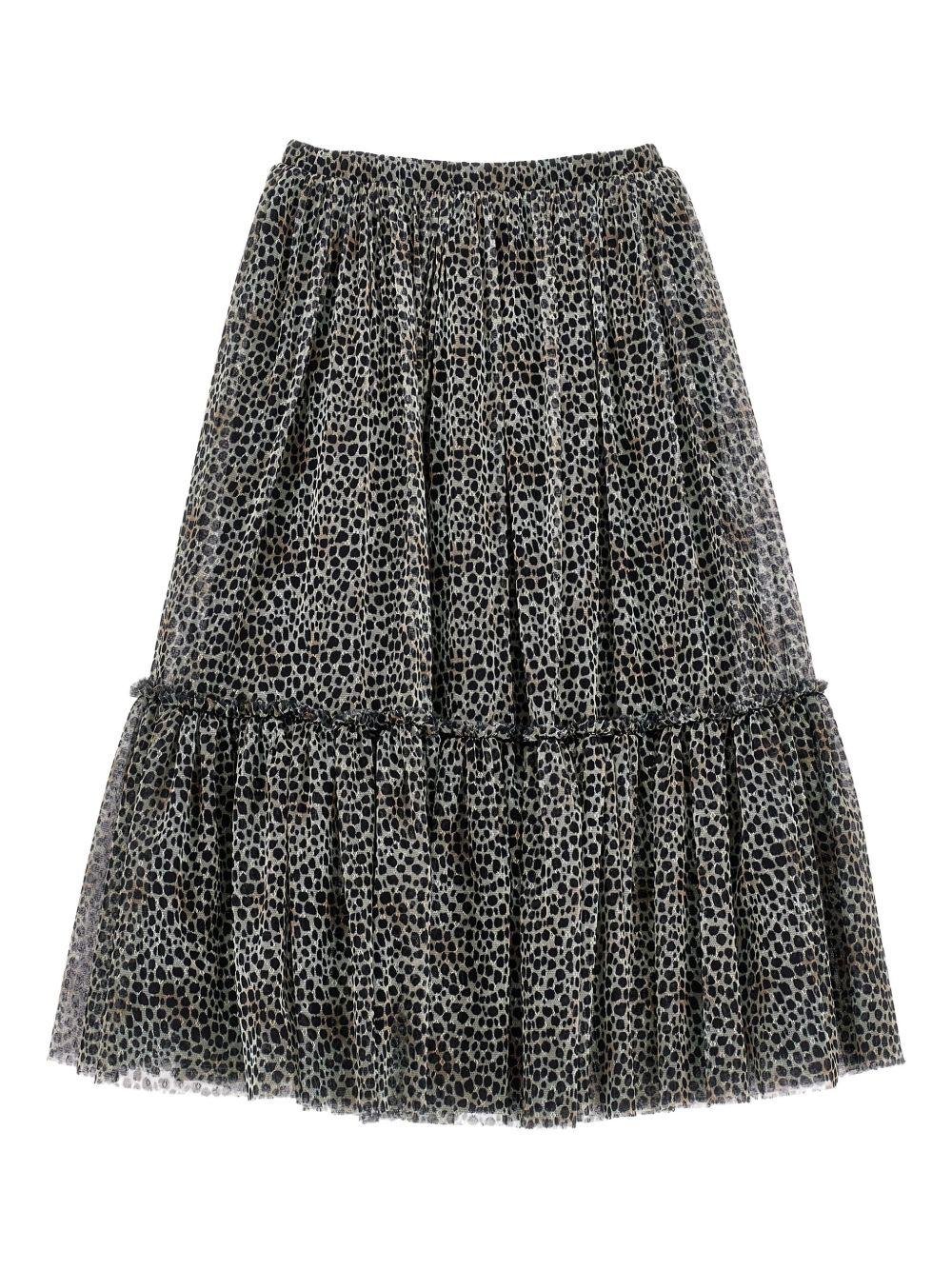 Gonna per bambina Philosophy Di Lorenzo Serafini Kids animalier con strati di ruches - Rubino Kids